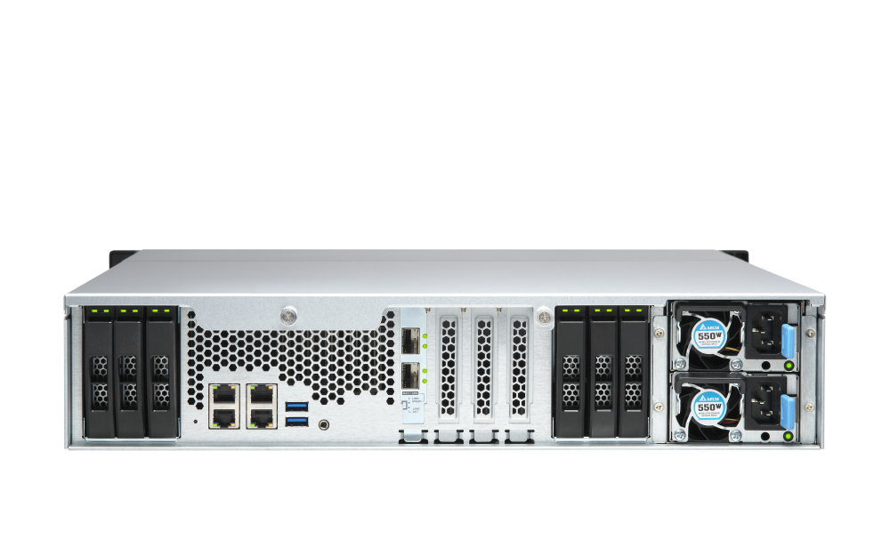 QNAP NAS TS-h1886XU-RP-R2-D1622-32G | 10GbE SFP+, 18-Bay, ZFS, Intel XEON CPU, 32GB RAM, PCIe Slots, Redundant Power, 2U Rackmount
